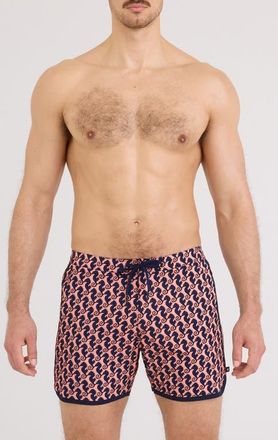 Saxx Harbormaster 2N1 5-Inch Swim Trunks in Seahorse Chn-Lt Crl at Nordstrom, Size Xx-Large