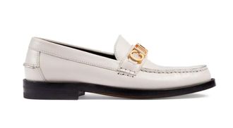 Gucci White Leather Logo Plate Loafers Size 39