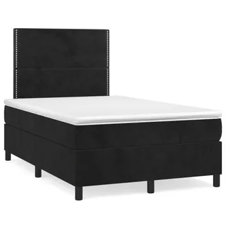 vidaXL Vidaxl - Giroletto A Molle Con Materasso Nero 120x190 Cm In Velluto