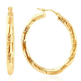 Pompeii3 14k Yellow Gold 3mm Designer Hoops Womens Earrings 1 1/2 Tall 1.5grams