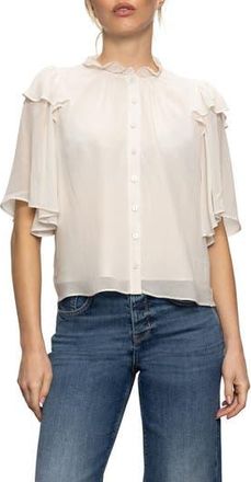 Sanctuary Deja Vu Ruffle Flutter Sleeve Button-Up Shirt in Light Oat Beige at Nordstrom Rack, Size X-Small