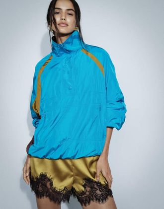 Asos giacca da tuta color block turchese-Blu