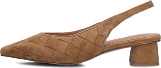 Stefano Lauran Schoenen, Dames, Bruin, 40 EU, Linnen, Elegante Camel Slingback Hakken