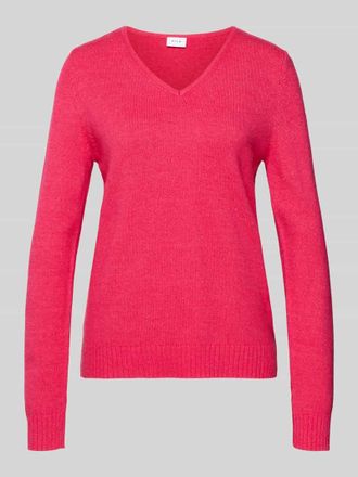 Vila Regular Fit Longsleeve aus Viskose in Strick-Optik Modell Viril in Pink, Gr&ouml;&szlig;e XL