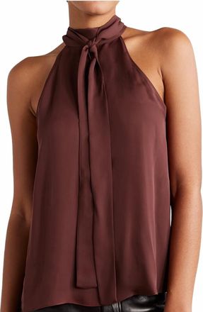 Nili Lotan Womens Alla Silk Halter Top In Brown Nili Lotan