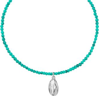 Liv Oliver 18K White Gold Beach Charm Turquoise Necklace