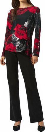 Joseph Ribkoff Silky Knit Floral Printed Top In Black/red