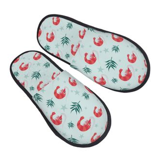 Generic Hotel Slippers Red Shrimp Green Grass Soft Fuzzy Slippers Breathable House Shoes For Spa Room Winter L