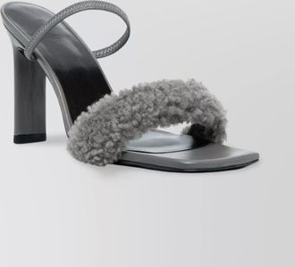 by FAR shearling strap open toe heels