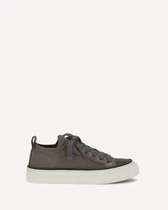 Brunello Cucinelli Cotton knit and suede Sneakers Female 39.5