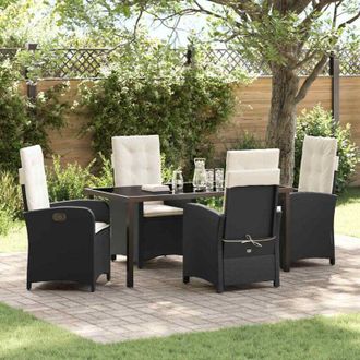 vidaXL Vidaxl - Conjunto De Comedor De Jard&iacute;n 5 Pcs Negro Rat&aacute;n Sint&eacute;tico
