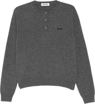 Miu Miu button logo sweater - Grey