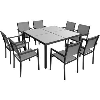 Happy Garden Set di mobili da giardino per 8 persone in textilene grigio cagliari - alluminio antracite