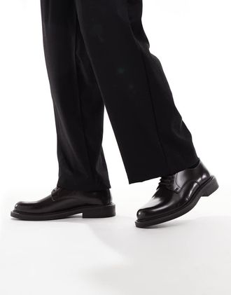 Asos Scarpe stringate in pelle marrone-Nero