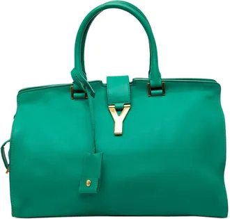 Saint Laurent Green Leather Handbag Tote Bag (Pre-Owned)