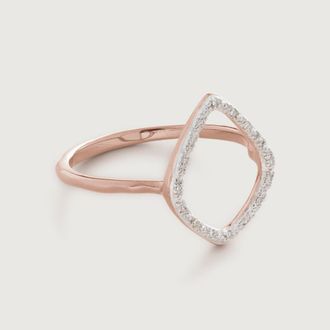 Monica Vinader Riva Diamond Hoop Ring, Rose Gold Vermeil on Silver