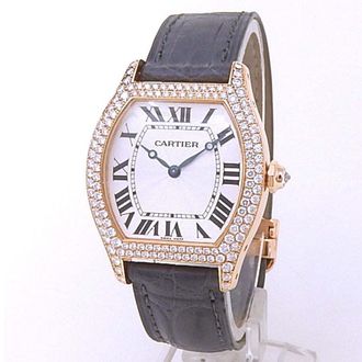 Cartier Pre-owned Cartier Tortue Diamond Silver Dial Mens Watch WA503951