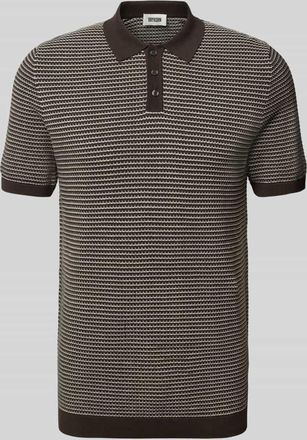 Drykorn Slim Fit Strick-Poloshirt in Two-Tone-Machart Modell Triton in Dunkelbraun, Gr&ouml;&szlig;e XXL