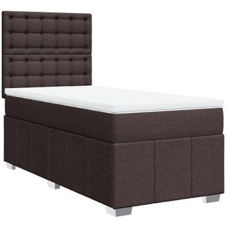 vidaXL Cama Box Spring Con Colch&oacute;n Tela Marr&oacute;n Oscuro 90x190 Cm Vidaxl