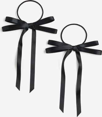 H&M 2er-Pack Haargummis mit Schleife - Schwarz