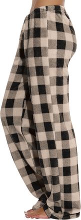 Generic Womens Plaid Fleece Pajama Pants, Wide Leg Lounge Bottoms with Elastic Waist, Soft Flannel Sleepwear for Autumn & Winter, Cosy Check Pyjama Trousers K