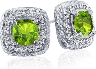 SuperJeweler 2 3/4 Carat Cushion Cut Gemstone and Diamond Earrings In Sterling Silver