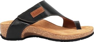 Taos Womens Loop Leather Casual Thong Sandals In Black