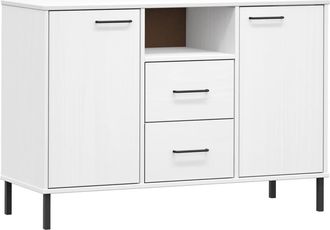 vidaXL Vidaxl - Aparador Con Patas Metal Oslo Madera Maciza Blanco 113x40x77 Cm
