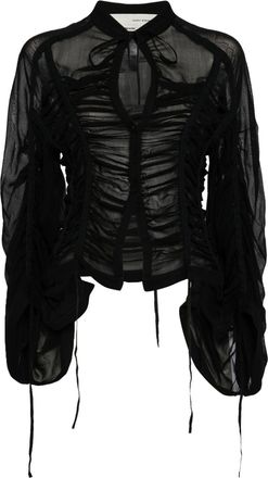 Isabel Benenato strap-detail draped top - women - Silk/Cotton - 44 - Black