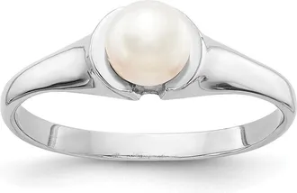 Diamond2Deal 14k White Gold 5mm FW Cultured Pearl Ring