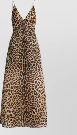 Alberta Ferretti animal print maxi dress spaghetti straps neckline