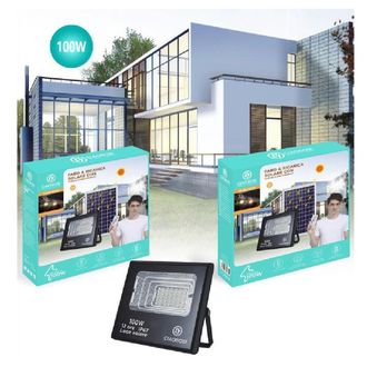 Trade Shop Trade Shop Traesio - Trade Shop - Faro Faretto Led Pannello Solare Fotovoltaico 100w Con Crepuscola Ip67 Led-9015