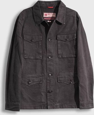 Iron And Resin Mens Herringbone Military Jacket In Charcoal