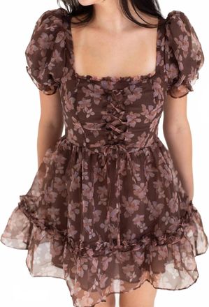 Wildflower Womens Floral A Line Mini Dress In Brown