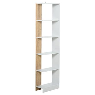 OEM Estanter&iacute;a De Almacenaje Con 5 Estantes Librer&iacute;a Multiusos Para Estudio Oficina Con Base Elevada Dise&ntilde;o Elegante 45x21x170 Cm Blanco Y Roble