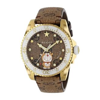 Gucci Accessoires, unisex, Geel, ONE Size, Leer, Duikhorloge
