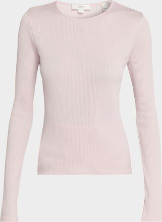 Vince Ribbed Long-Sleeve Crewneck Top