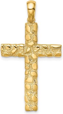 Diamond2Deal 14k Yellow Gold Nugget Cross Pendant