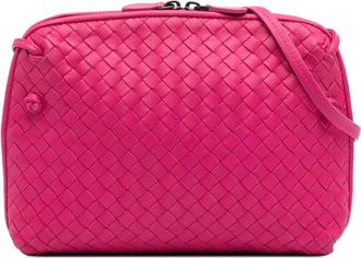 Bottega Veneta Pre-owned Cross Body Bags, female, Pink, Size: ONE SIZE Pre-owned Intrecciato Leather Crossbody Bag