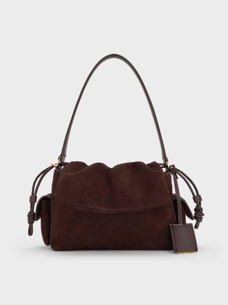Charles & Keith Khai Ruched-Flap Side-Pocket Top Handle Bag