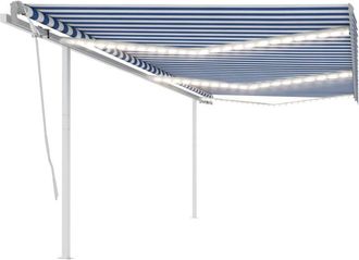 vidaXL Vidaxl - Toldo Autom&aacute;tico Led Sensor De Viento Azul Y Blanco 6x3 M