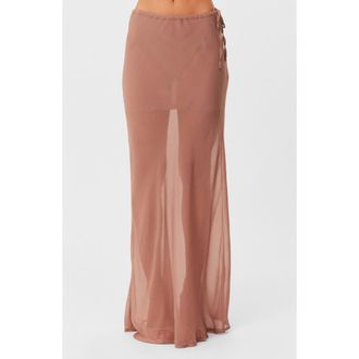 SNDYS Tamara Sheer Maxi Skirt in Mocha at Nordstrom, Size X-Large