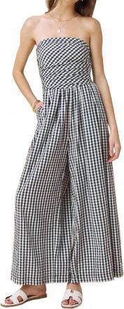 Splendid Gigi Gingham Jumpsuit In Navy/white