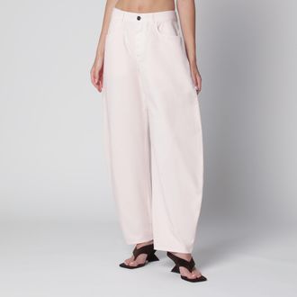 Alaia Jeans arrotondati in denim di cotone rosa pallido