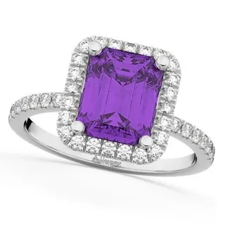 Allurez Lab Amethyst & Diamond Engagement Ring 14k in 3.32Ct/white Gold at Nordstrom, Size 5.5