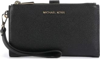 Michael Kors Adele Double Zip Wristlet - Dames - Portefeuilles - Zwart - ONE Size - Leer - Accessoires