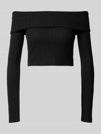 Noisy May Off-Shoulder-Longsleeve in Ripp-Optik Modell VILLAGE in Black, Gr&ouml;&szlig;e XL