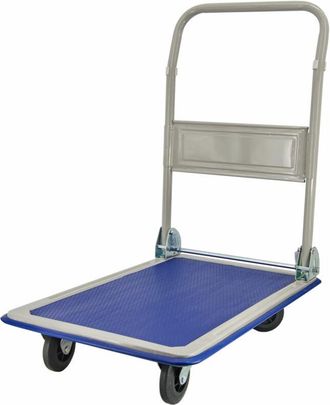 OEM Carro De Almac&eacute;n Awtools, Modelo 4 Ruedas 300kg, Ideal Para Transporte De Cargas Pesadas En Almacenes Plataforma 90x60cm, Robusto, Maniobrable, Alta C