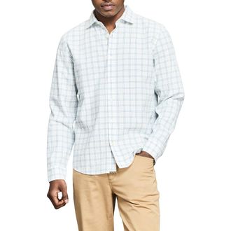 Billy Reid Seersucker Plaid Stretch Cotton Button-Up Shirt in White at Nordstrom, Size Xx-Large