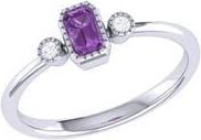 LuvMyJewelry La Vie Emerald Cut Amethyst & Diamond Ring - 0.04ct. in 14K White Gold at Nordstrom Rack, Size 7.5
